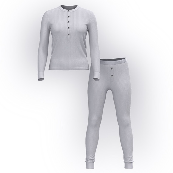 Victoria's Secret Cozy Pointelle Henley Pajama Set in Light Gray Light, XXL - Picture 2 of 9